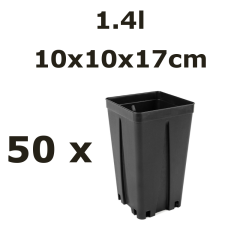 1,4L vazonas QUADRO 10x10x17/A su apsauga nuo šaknų susisukimo, 50vnt.