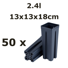 2,4L vazonas tinkliniu dugnu QUADRO 13x13x18/AG su apsauga nuo šaknų susisukimo, 50vnt.