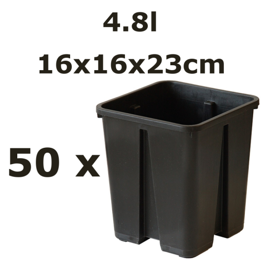 4,8L vazonas QUADRO 16x16x23/A su apsauga nuo šaknų susisukimo, 50vnt.