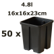 4,8L vazonas QUADRO 16x16x23/A su apsauga nuo šaknų susisukimo, 50vnt.