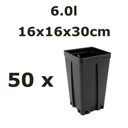 6,0L vazonas QUADRO 16x16x30/A su apsauga nuo šaknų susisukimo, 50vnt.