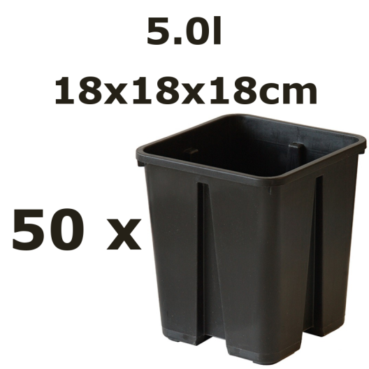 5,0L vazonas QUADRO 18x18x18/A su apsauga nuo šaknų susisukimo, 50vnt.