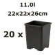 11,0L vazonas QUADRO 22x22x26, 20vnt.