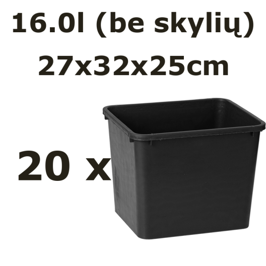 16,0L vazonas be skylių QUADRO 27x32x25, 20vnt.