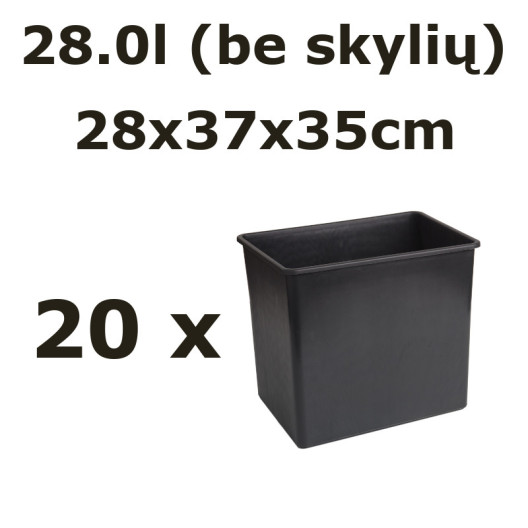 28,0L vazonas be skylių QUADRO 28x37x35, 20vnt.