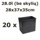 28,0L vazonas be skylių QUADRO 28x37x35, 20vnt.