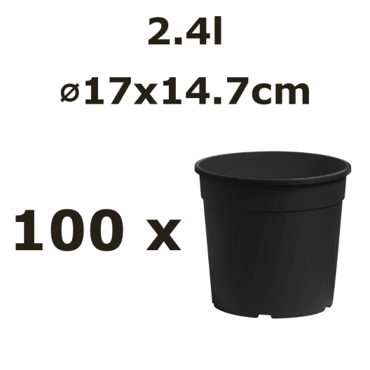 Nicoli 17x14.7cm 2,4l vazonas CONTAINER IME, juodas, 100vnt.