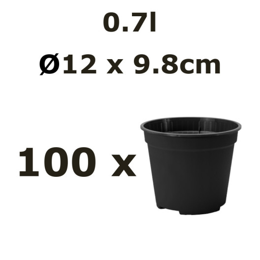Nicoli 12x9.8cm 0,7l vazonas VASO FAST, juodas, 100vnt.
