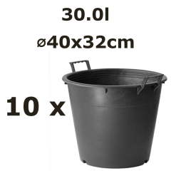 30L Ø40x32cm kubilas su iškeltomis rankenomis 40/AM PRO, juodas, 10vnt.