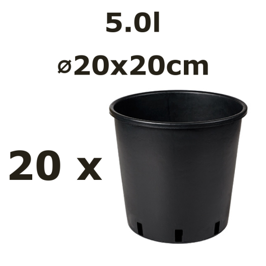 5.0L Ø20cm vazonas Vivaio Alto 20/V, juodas, 20vnt.