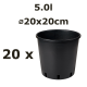 5.0L Ø20cm vazonas Vivaio Alto 20/V, juodas, 20vnt.