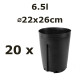 6.5L Ø20cm vazonas Vivaio Lungo su apsauga nuo šaknų sukimosi 20/L, juodas, 20vnt.
