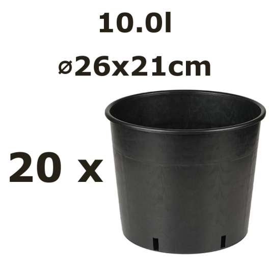 10.0L Ø26cm vazonas Vivaio Basso 26/V, juodas, 20vnt.