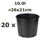 10.0L Ø26cm vazonas Vivaio Basso 26/V, juodas, 20vnt.