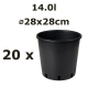 14.0L Ø28cm vazonas Vivaio Alto 28/V, juodas, 20vnt.