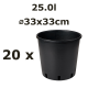 25.0L Ø33cm vazonas Vivaio Alto 33/V, juodas, 20vnt.